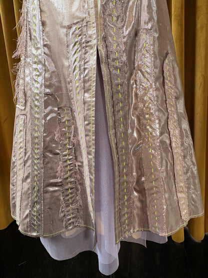 Lilac Silk Lame Bias Quarter Circle Skirt Lilac Tulle Lining