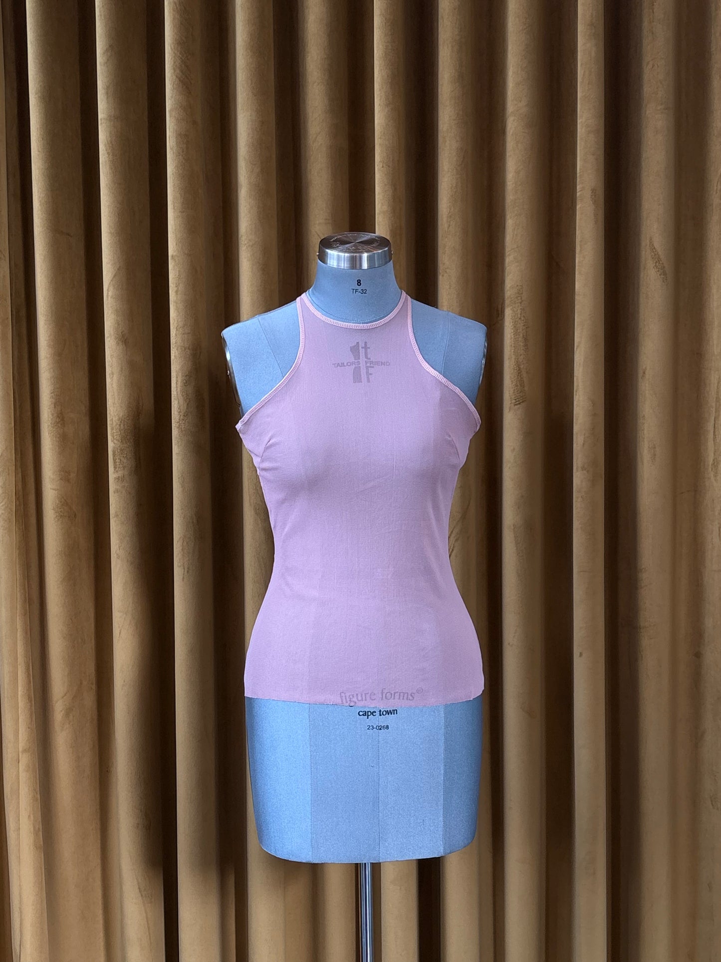 Dusty Pink Nylon Stretch Mesh Extended Racer Top