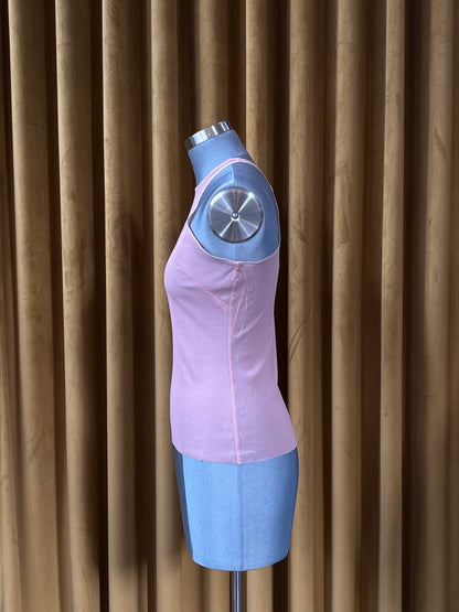 Dusty Pink Nylon Stretch Mesh Extended Racer Top