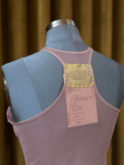 Dusty Pink Nylon Stretch Mesh Extended Racer Top