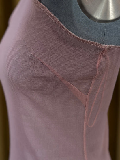 Dusty Pink Nylon Stretch Mesh Extended Racer Top