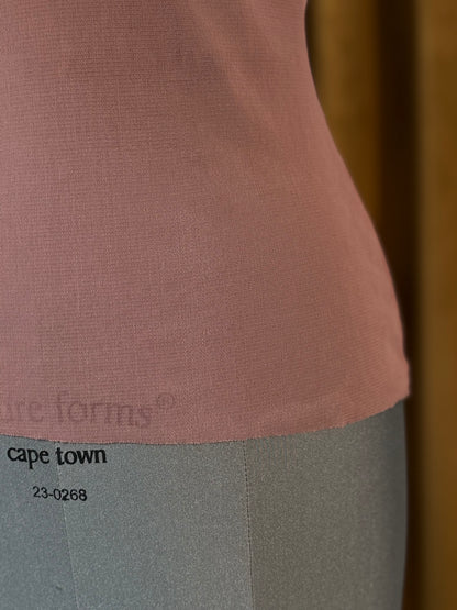 Dusty Pink Nylon Stretch Mesh Extended Racer Top