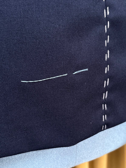 Navy Wool Trapeze with Hand Embroidery Tailored Jacket