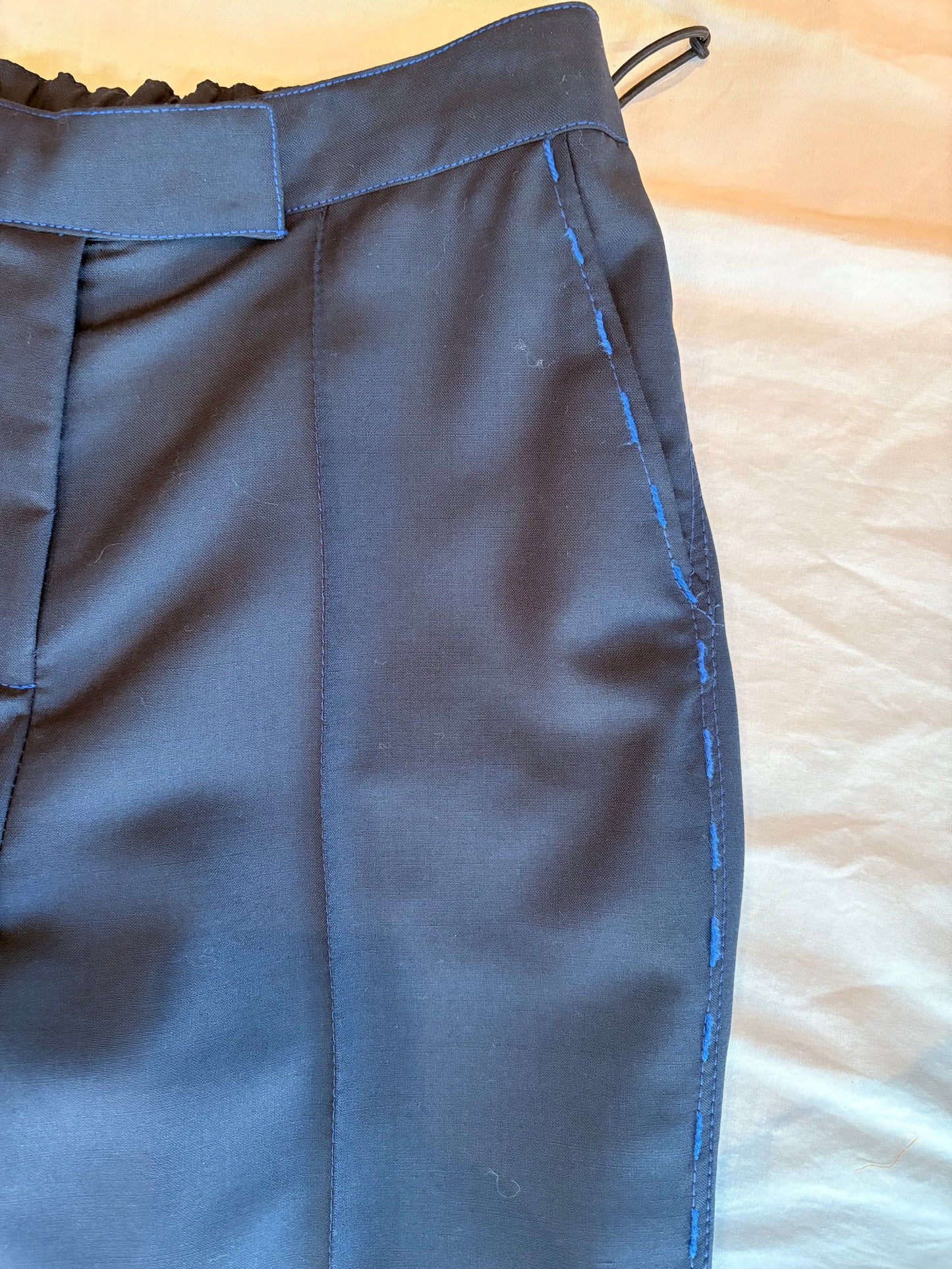 Blue Ink Cigarette Pants in Merino Wool