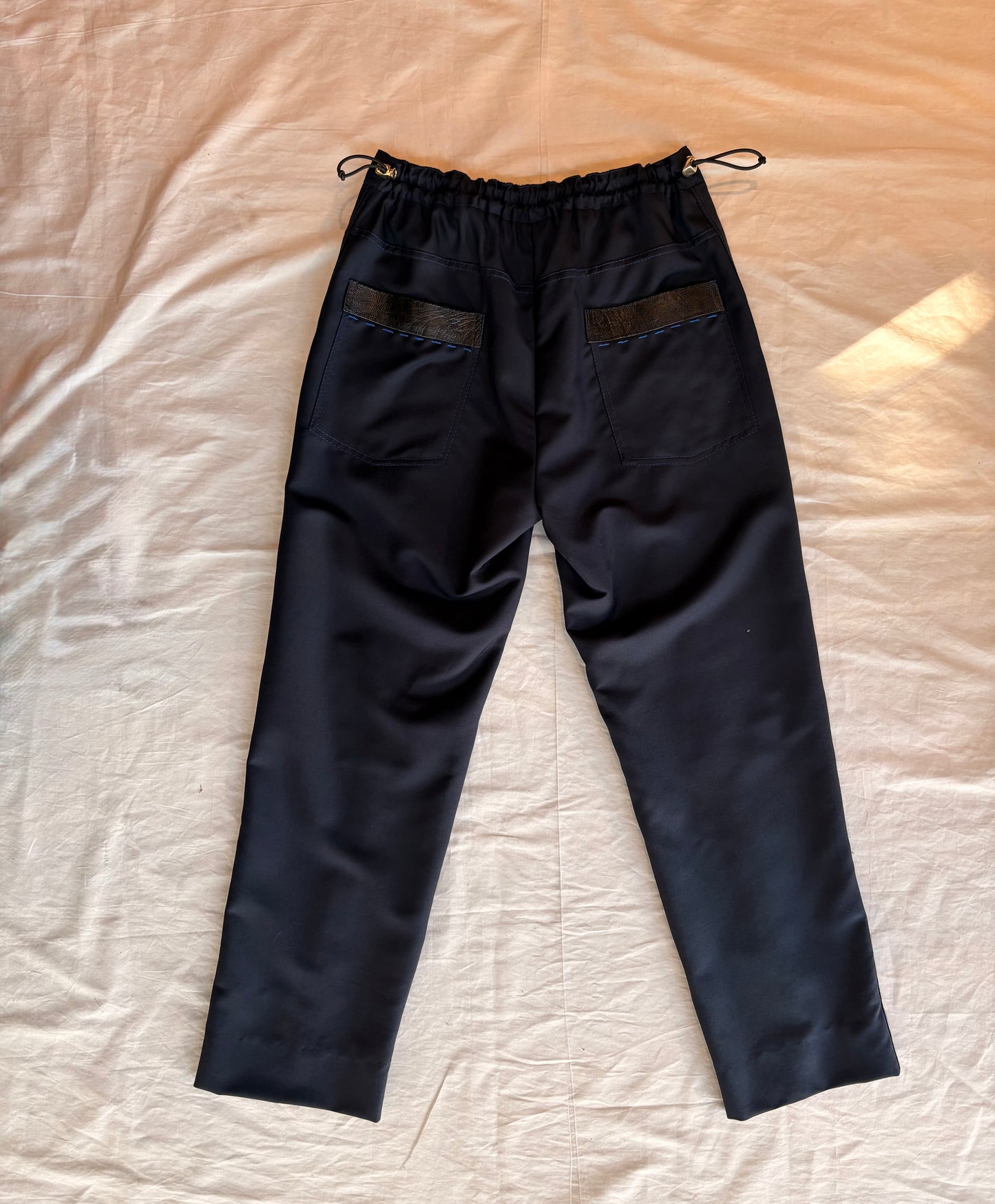 Blue Ink Cigarette Pants in Merino Wool