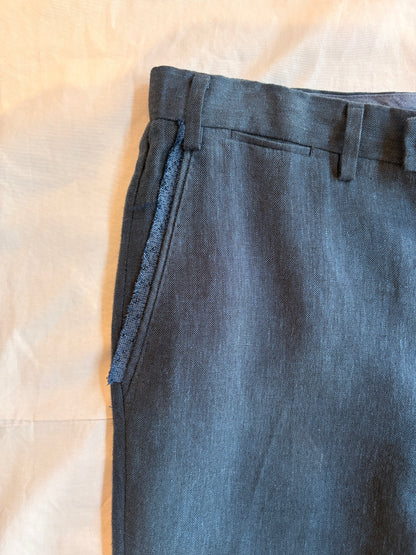 Oxford Blue Deconstructed Pants in Linen