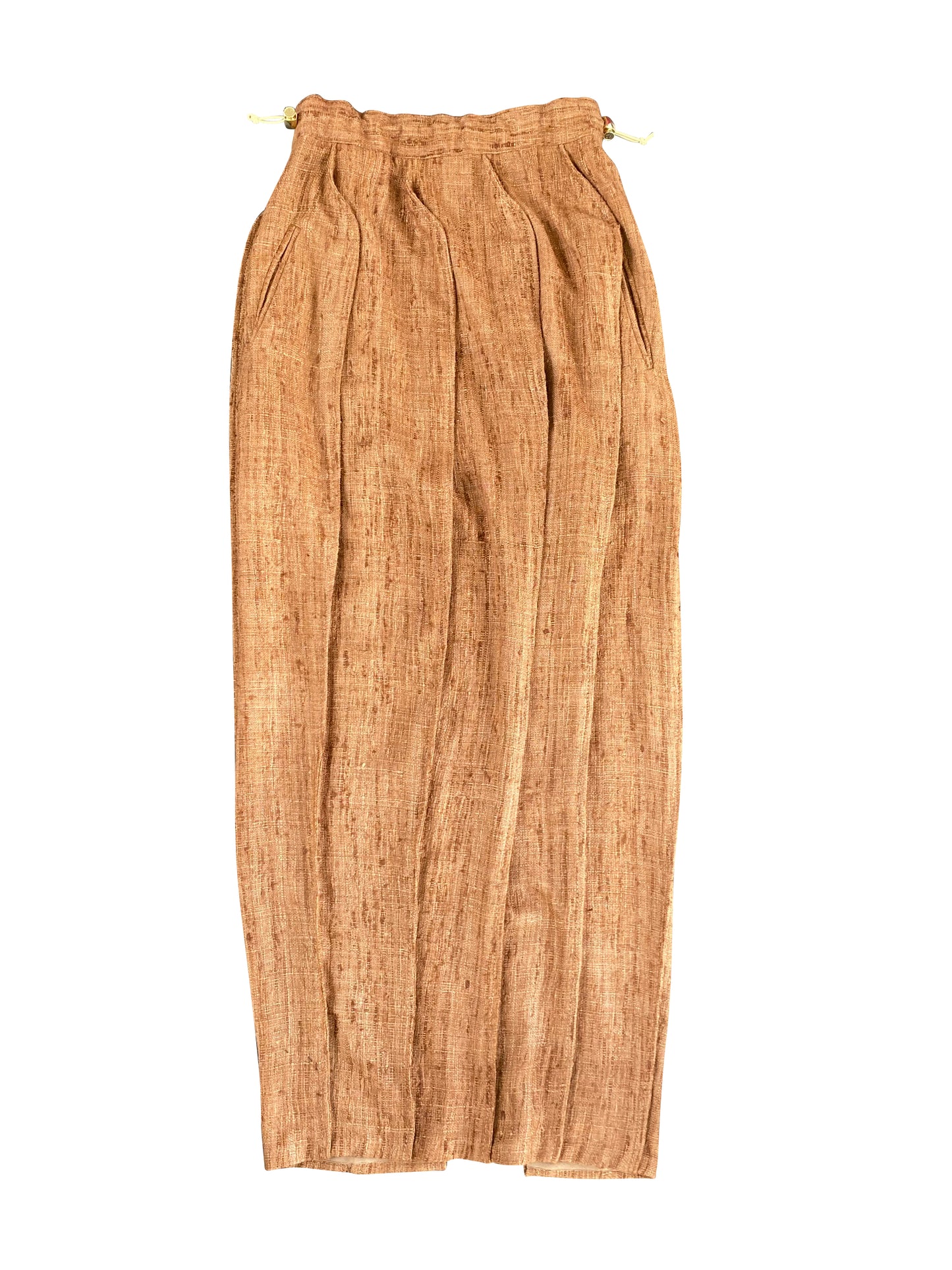 Karoo Dust, Deadstock Raw Silk Pencil Skirt with Contoured Details.