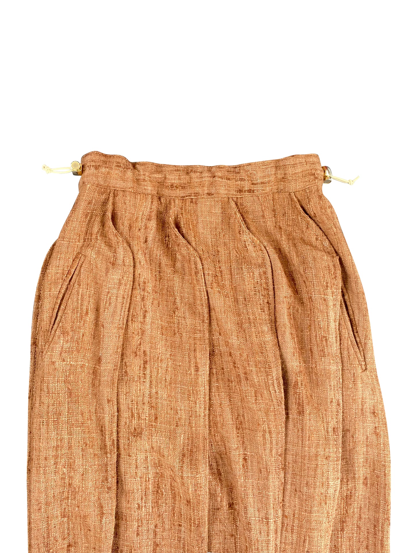 Karoo Dust, Deadstock Raw Silk Pencil Skirt with Contoured Details.