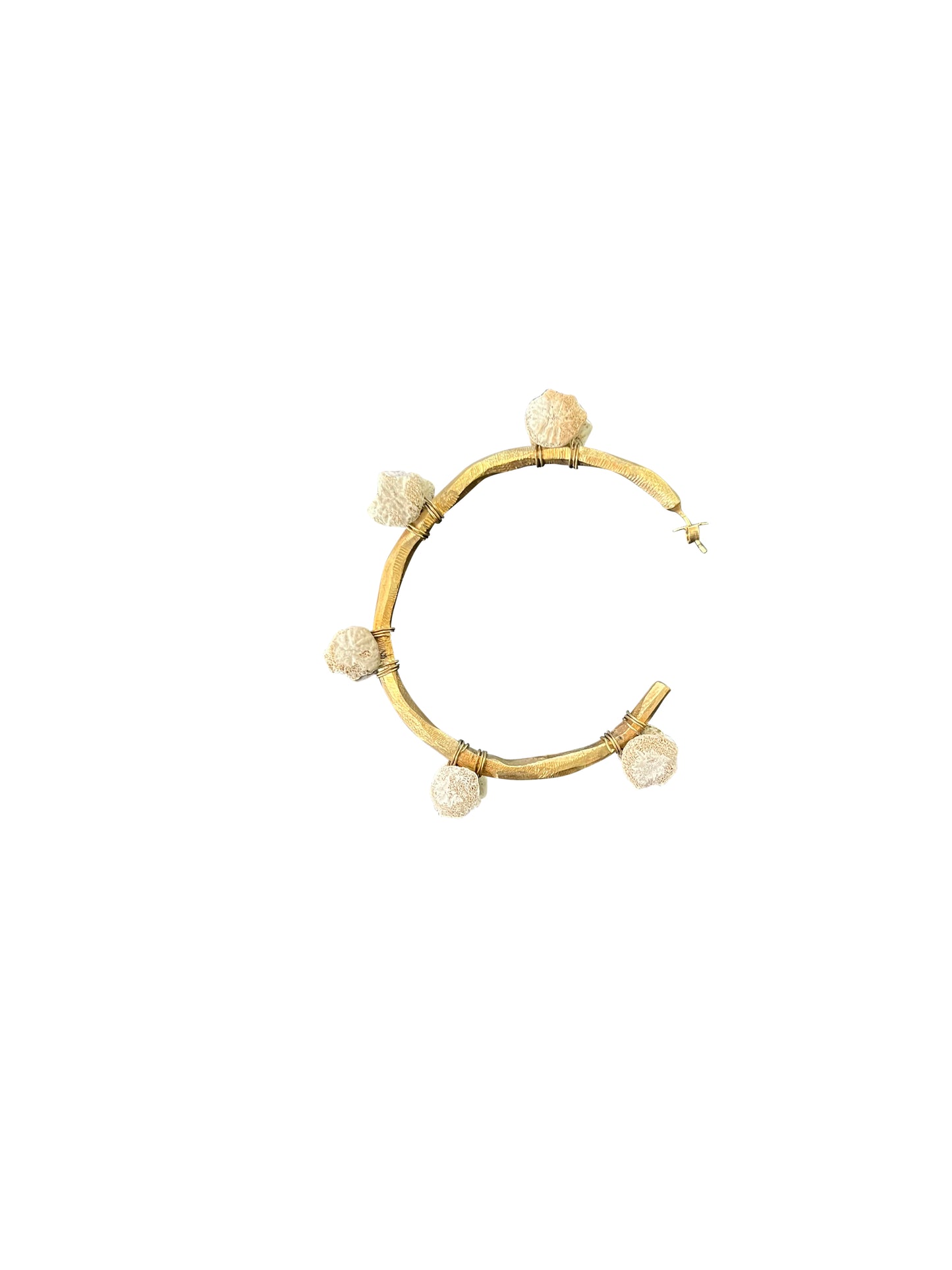 Brass Hoop Earring with Bone