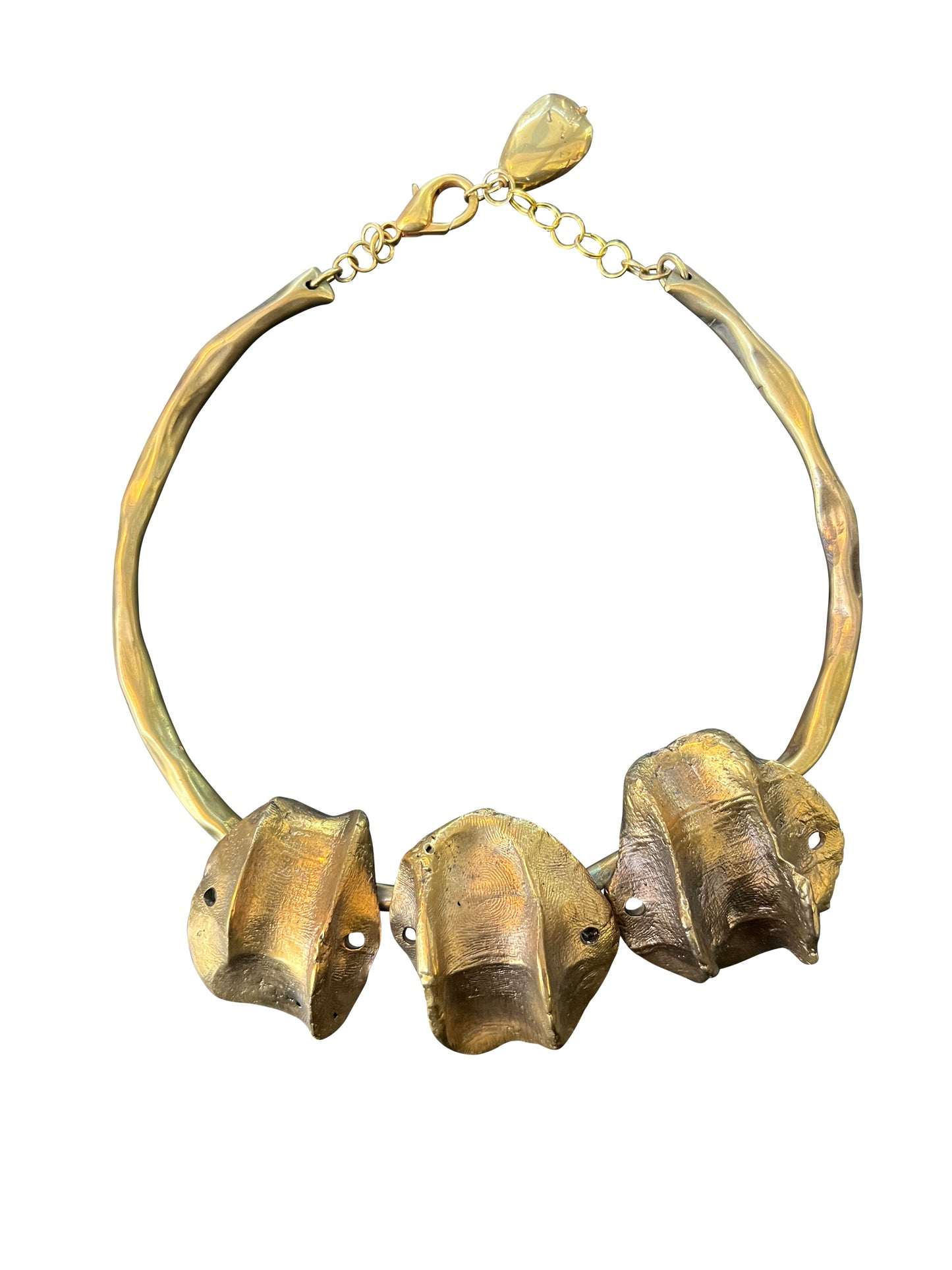 Brass Choker Necklace with Moulded Brass Pieces