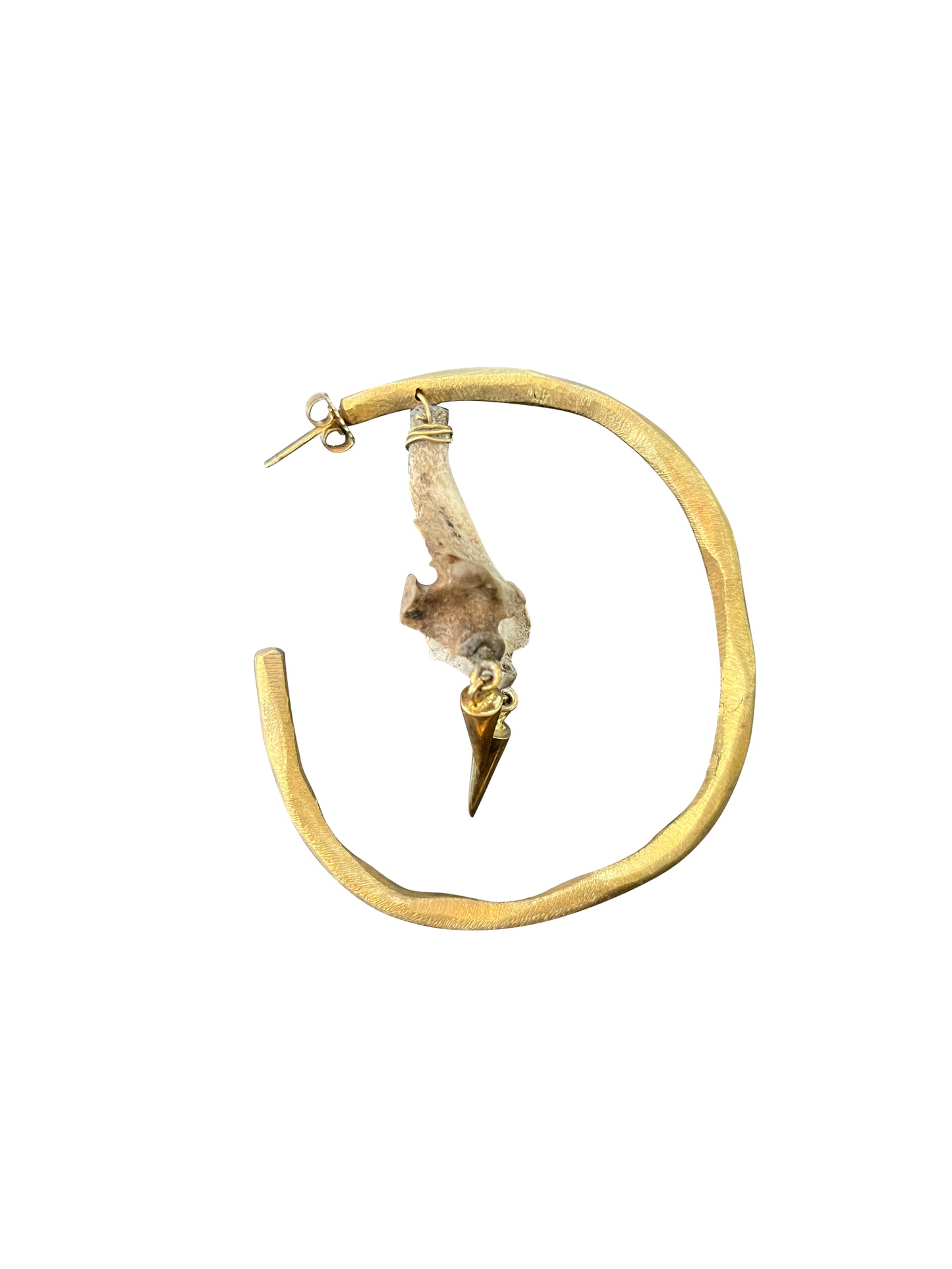 Brass Hoop Earring with Bone