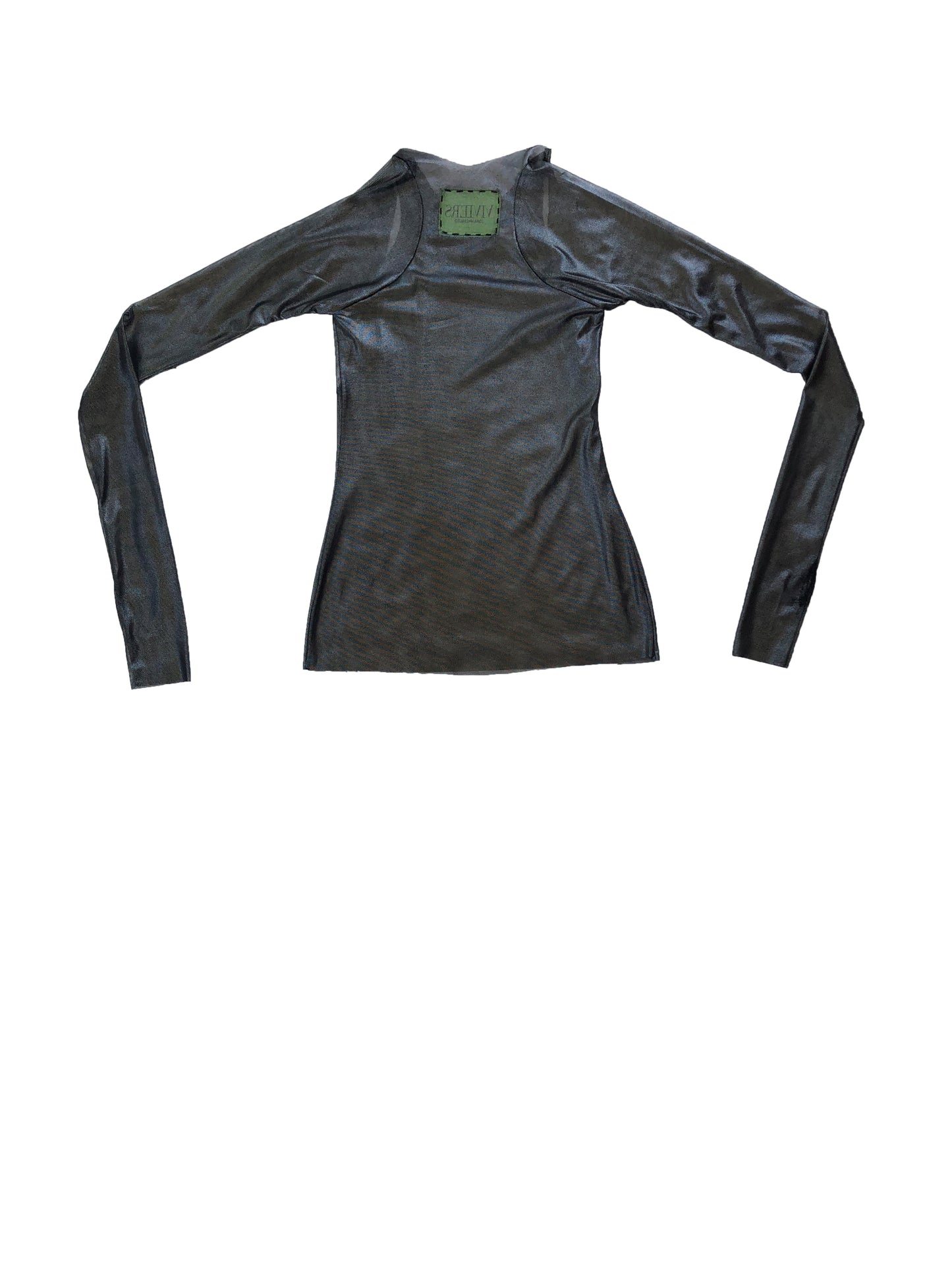 Galactic Translucent Silver Stretch Mesh Racer Top