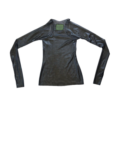 Galactic Translucent Silver Stretch Mesh Racer Top