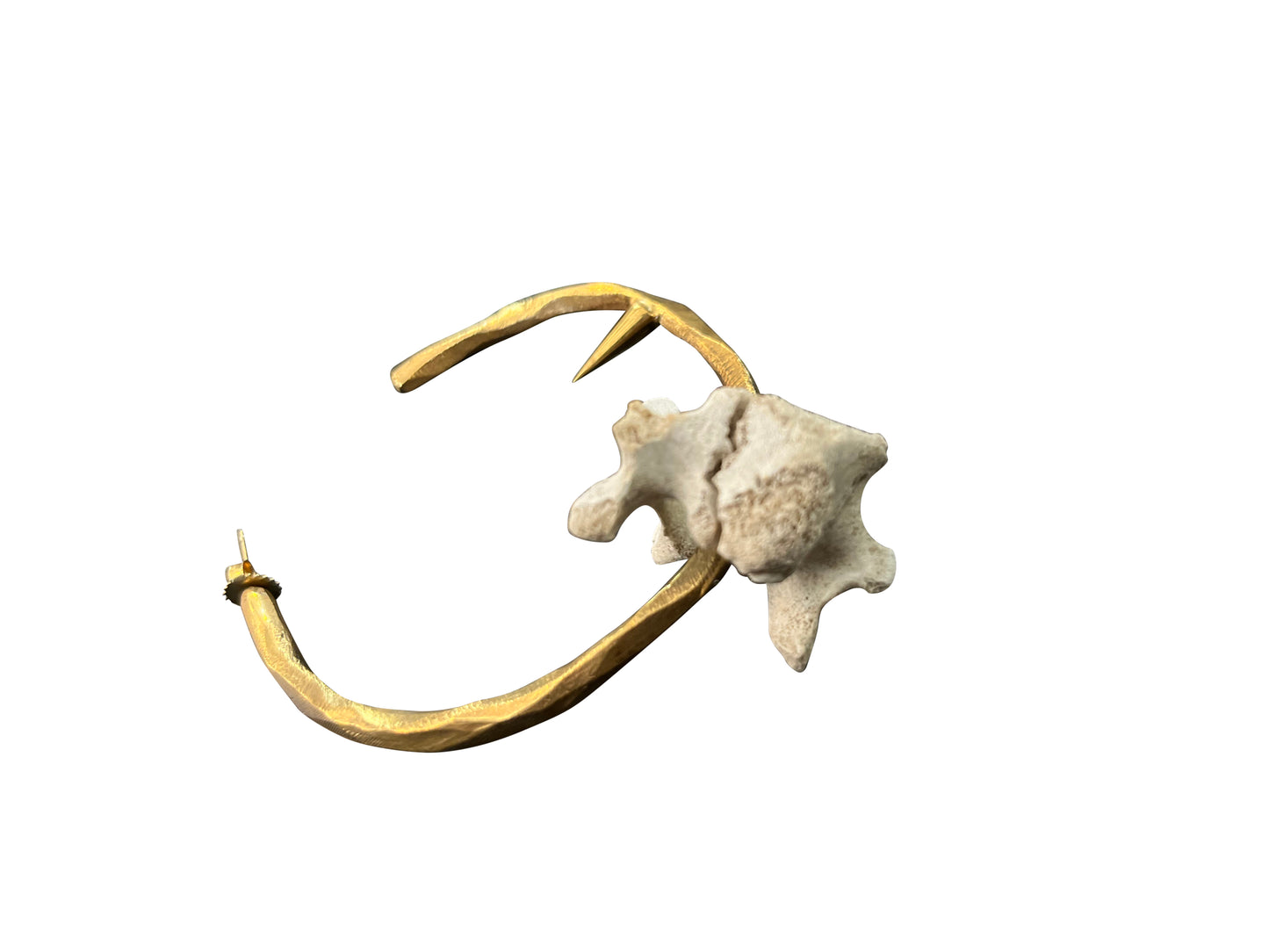 Brass Hoop Earring with Spike and Bone