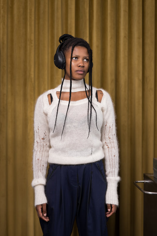 Opal Knitwear Racer Top in Wool Mohair