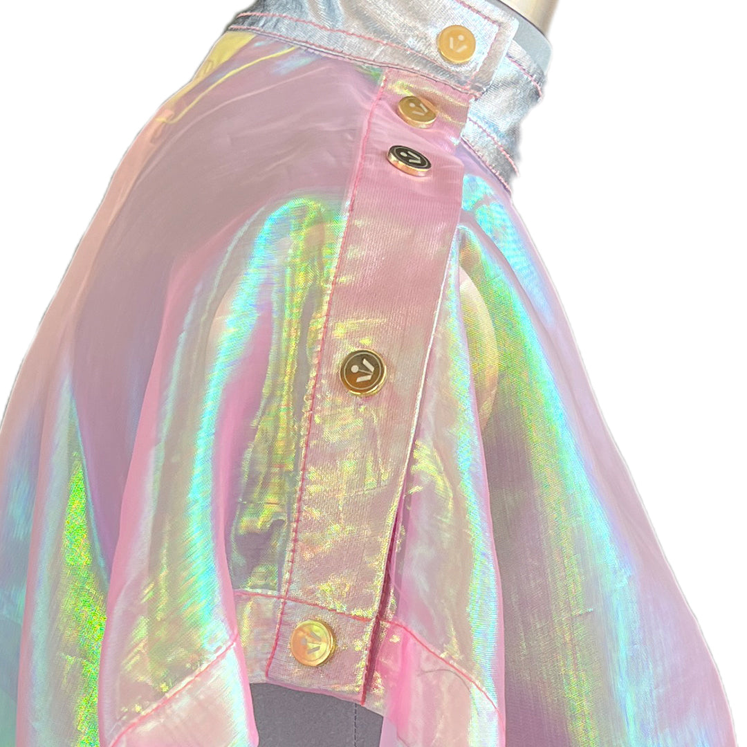 Pink Metallic Organza Popper Shoulder T-shirt