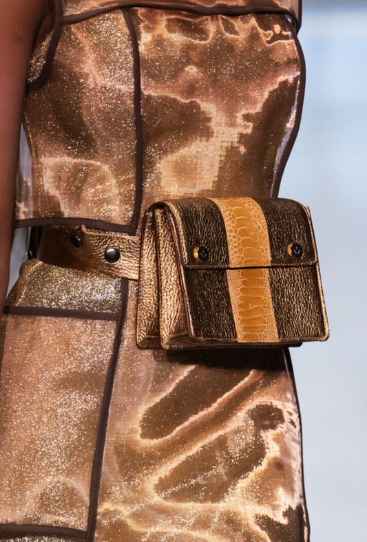 Gold Metallic Bovine Leather Belt Bag