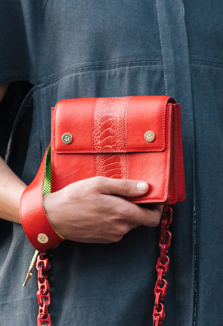 Red Napa Leather Belt Bag