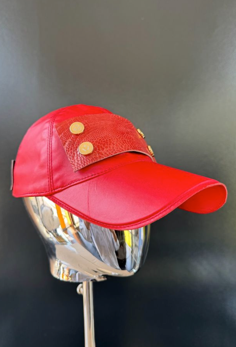 Red Napa Leather Cap