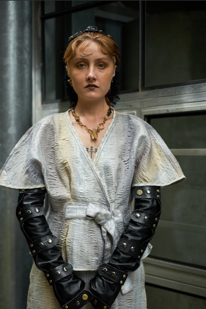 Long Black  Napa Leather Gloves