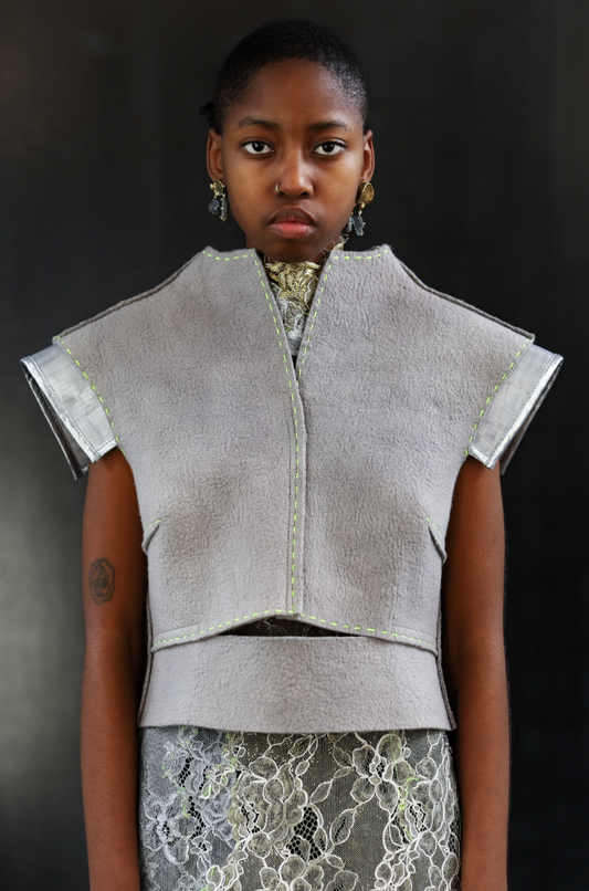 Andesite Hand-Felted V-Top in Merino Wool