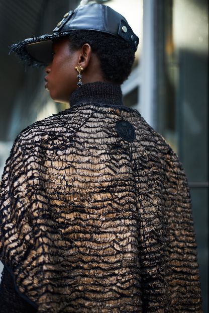 Golden Phoenix Cropped Cocoon in Faux Fur