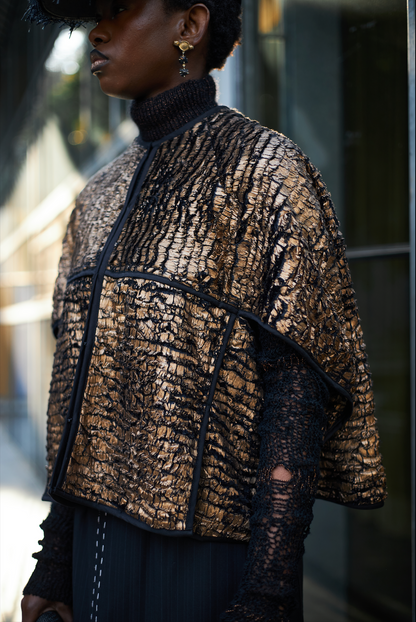 Golden Phoenix Cropped Cocoon in Faux Fur
