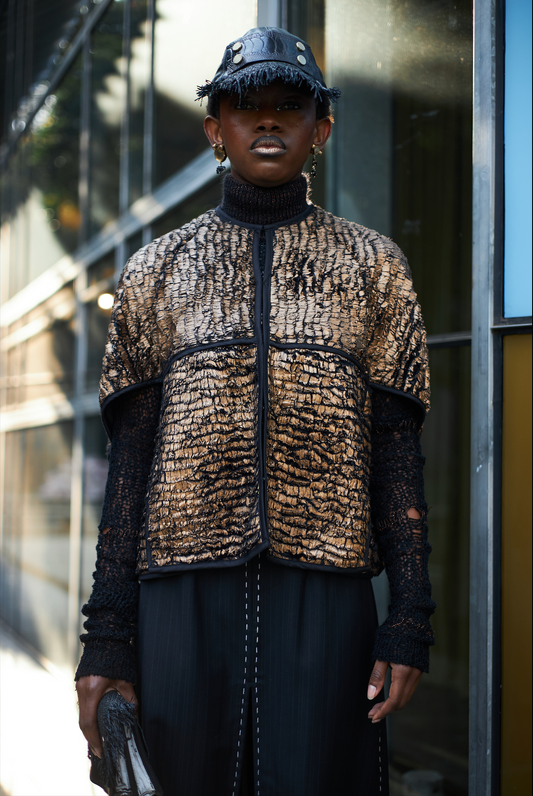 Golden Phoenix Cropped Cocoon in Faux Fur