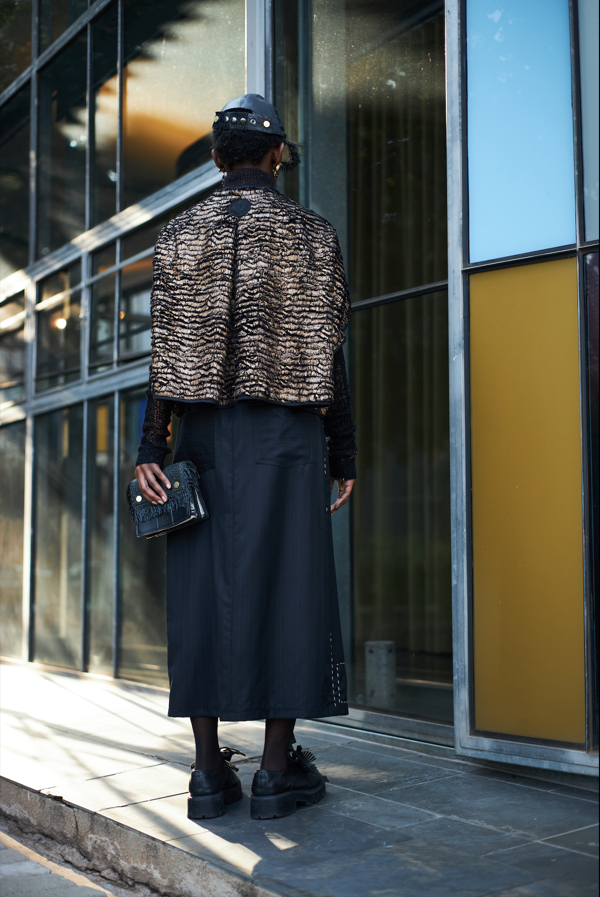 Golden Phoenix Cropped Cocoon in Faux Fur