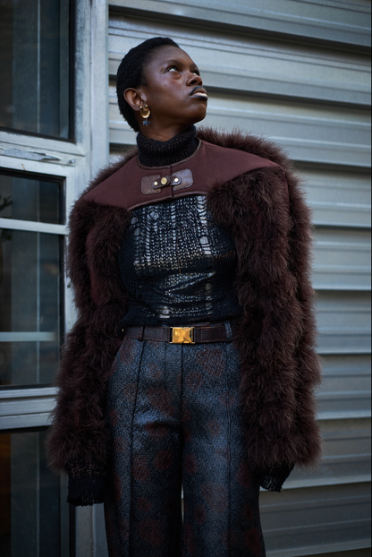 Pompadour Cotinga Sleeves in Felted Wool