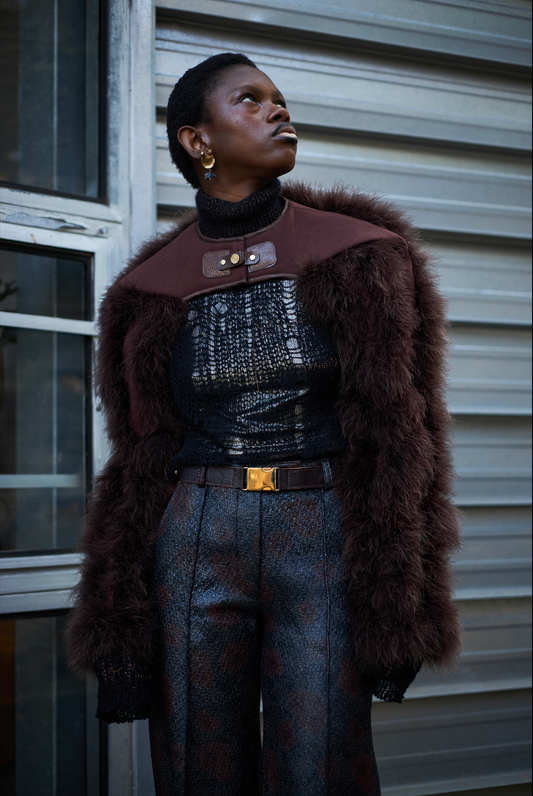 Pompadour Cotinga Sleeves in Felted Wool