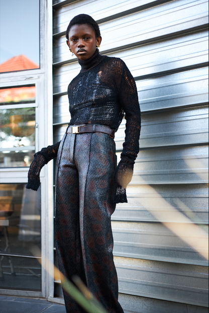 Obsidian Poloneck Jumper in Wool and Vintage Lurex