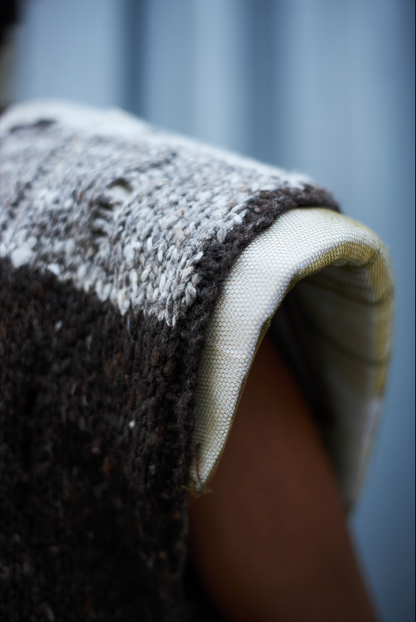 Artisanal Baa Baa Black Sheep Ombre Gilet in Ecru Sheep Fleece