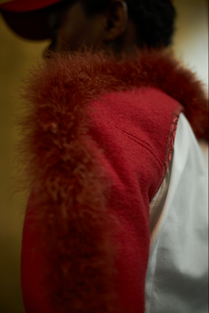 Red Jasper Marabou Sleeves in Felted Wool