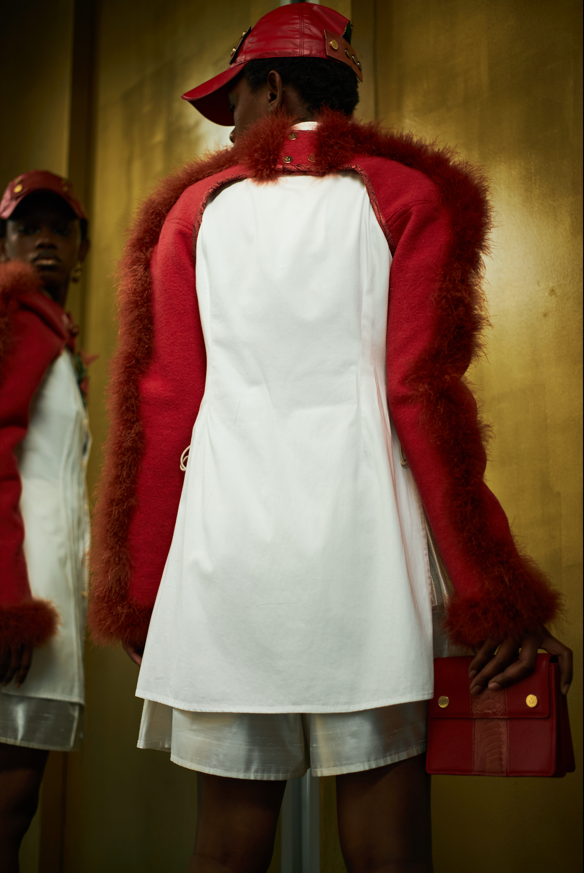 Red Jasper Marabou Sleeves in Felted Wool