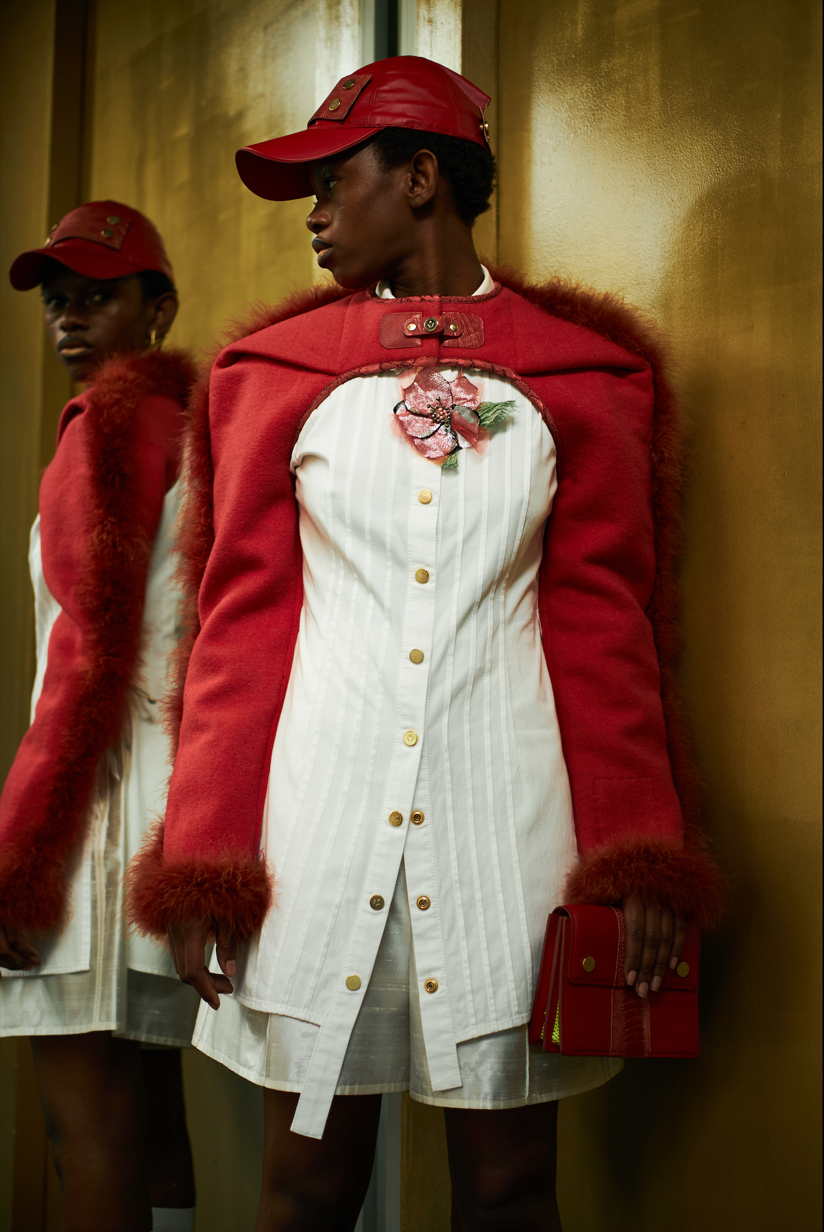 Red Jasper Marabou Sleeves in Felted Wool