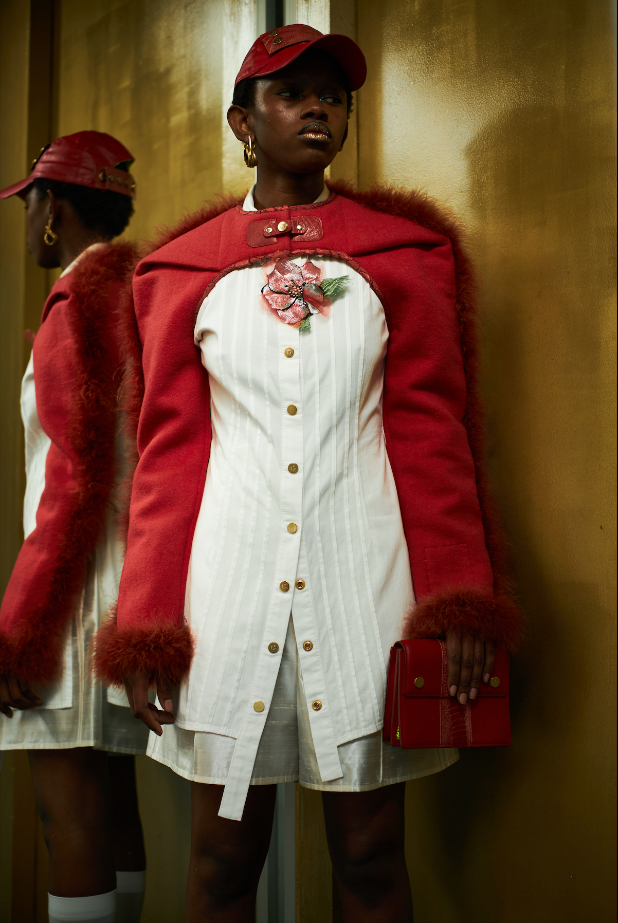 Red Jasper Marabou Sleeves in Felted Wool