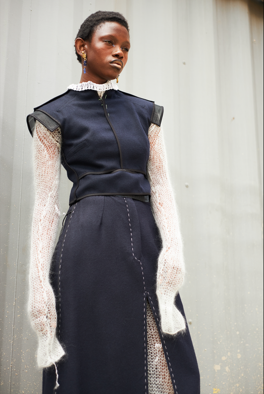 Blueberry Shield Top in Wool Melton
