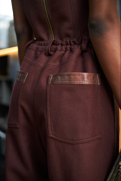 Chocolate Fondant Shield Top in Wool Melton