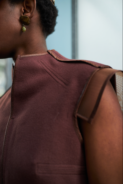 Chocolate Fondant Shield Top in Wool Melton