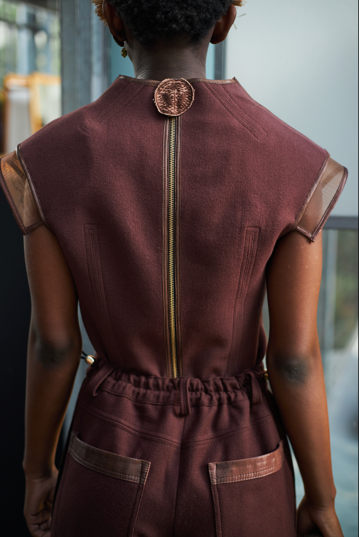 Chocolate Fondant Shield Top in Wool Melton