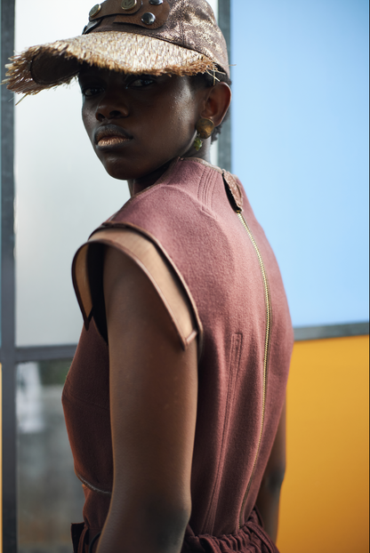 Chocolate Fondant Shield Top in Wool Melton