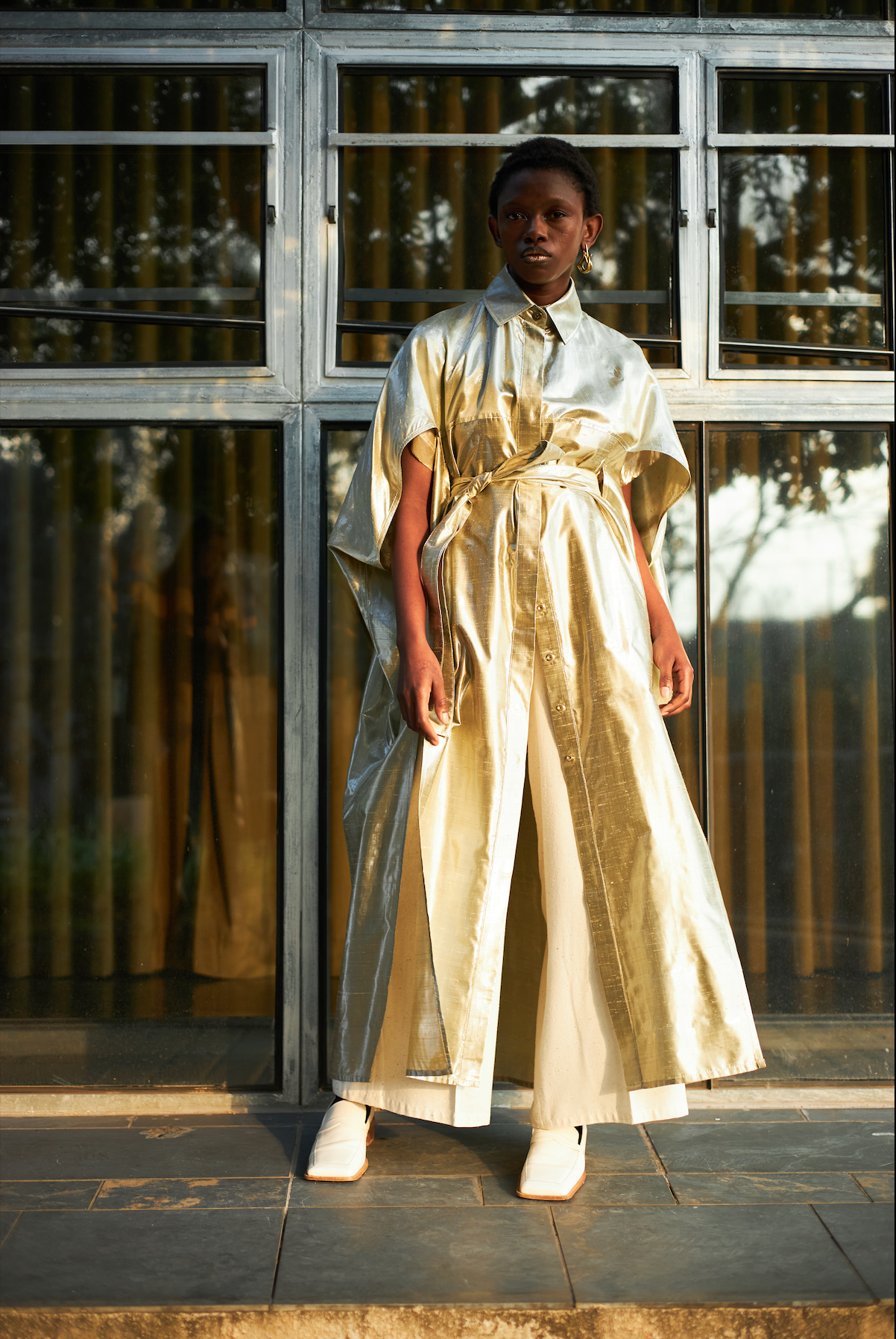 Champagne Cocoon Shirt Dress