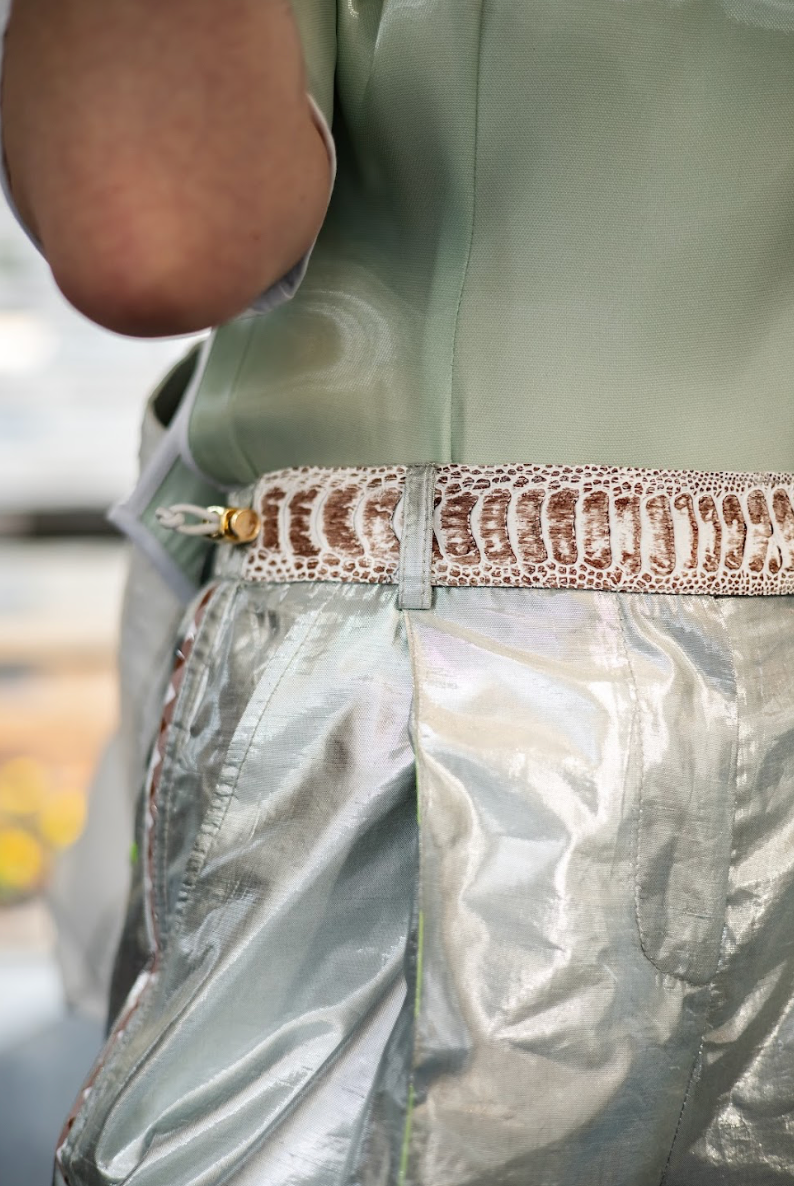 Water Caustics Signature Pants in Silk Lamé