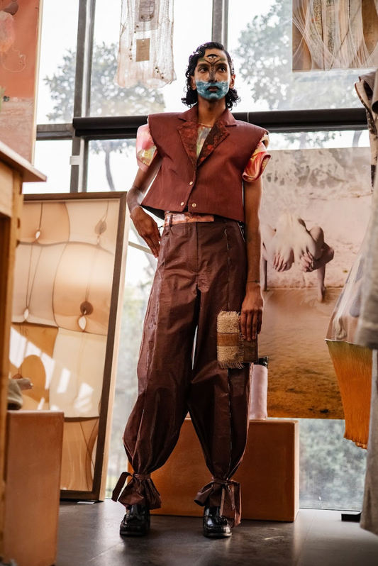 Chocolate Berry Signature Pants in Silk Lamé