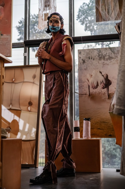 Chocolate Berry Signature Pants in Silk Lamé