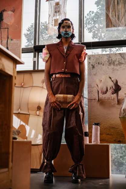 Chocolate Berry Signature Pants in Silk Lamé