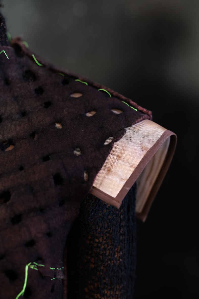 Adder Stone Felted Shield in Merino Wool