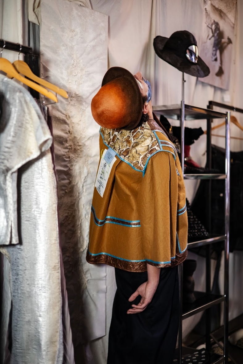 Bronze Geometric Deadstock Faux Leather Jacket