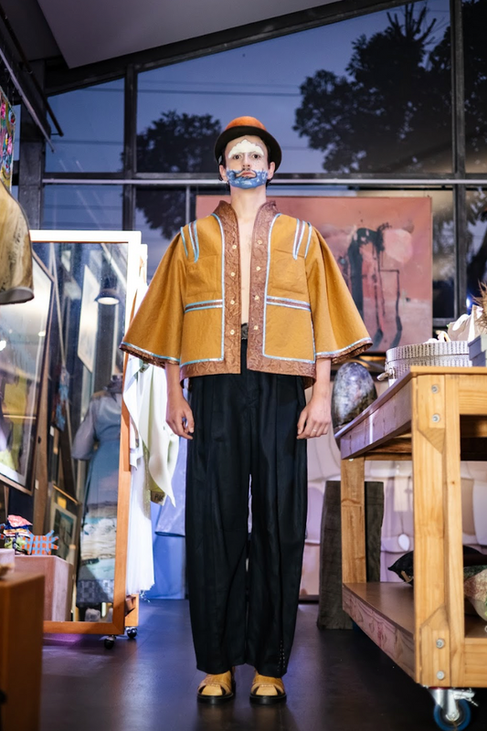 Bronze Geometric Deadstock Faux Leather Jacket